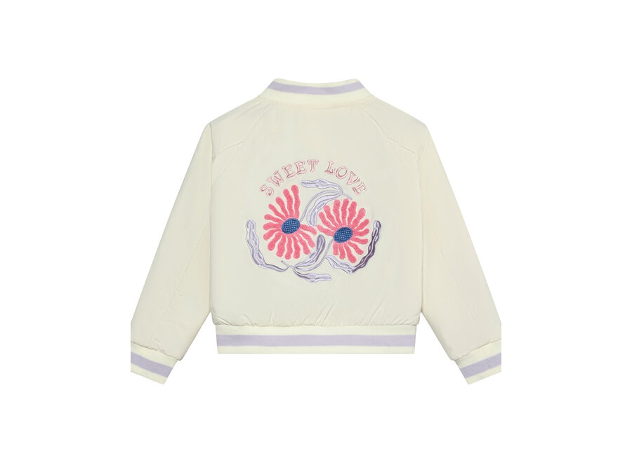 Bomber Jacket W. Embroidery Purple Heather