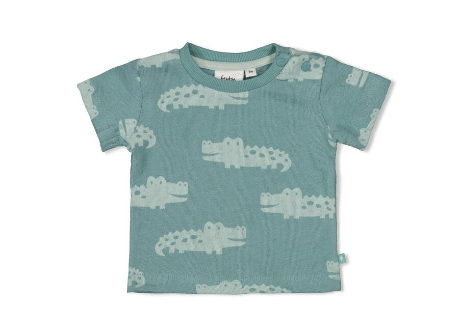 T-shirt AOP - You Croc my World zeegroen