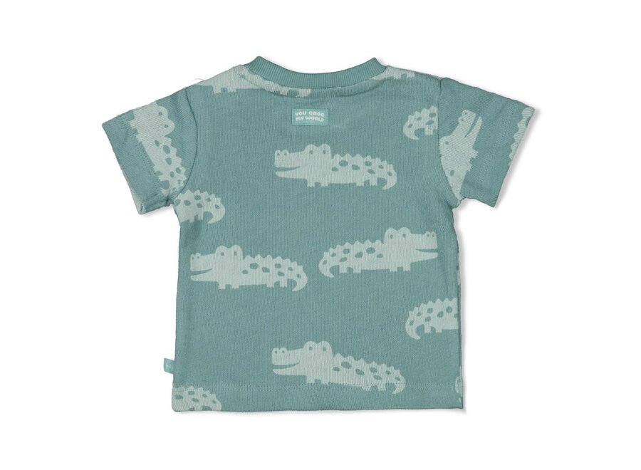 T-shirt AOP - You Croc my World zeegroen