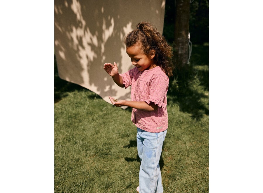 Shirt Ruffle Broderie Rose