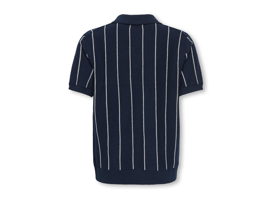 SAIM REG 12 STRIPE SS POLO Dark Sapphire