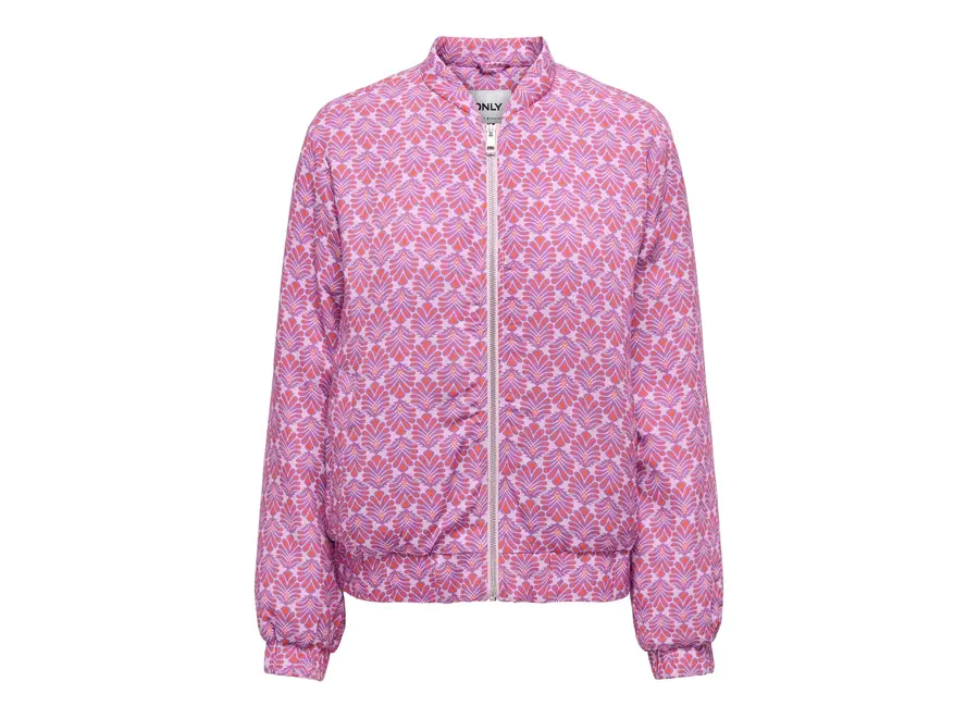 BIANA AOP BOMBER Roseate Spoonbill Dewberry