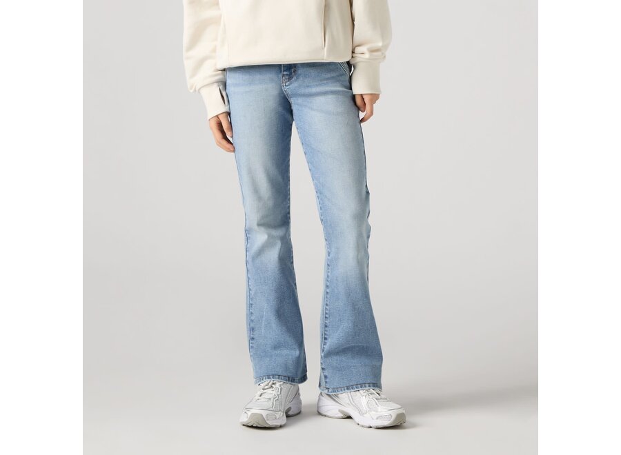 Flare jeans - with pocket detail - worn in blue