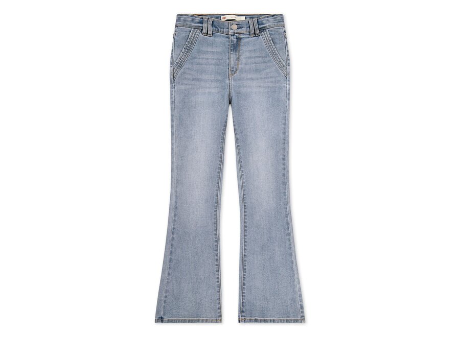 Flare jeans - with pocket detail - worn in blue