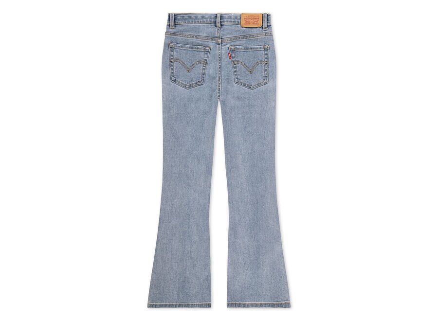 Flare jeans - with pocket detail - worn in blue