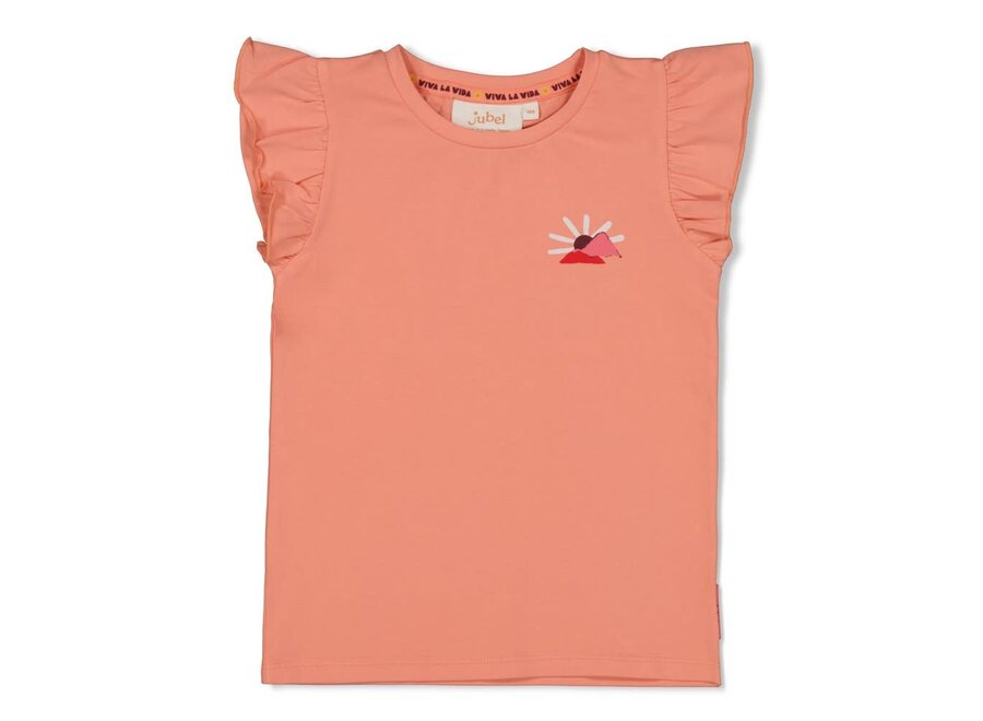 T-shirt met backprint - Salsa Sunset - Zalm