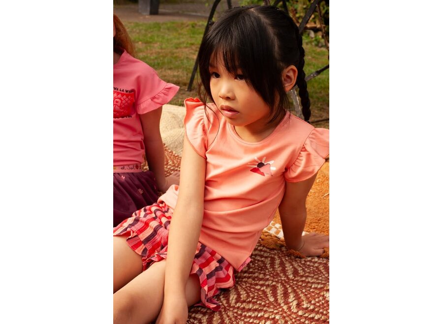 T-shirt met backprint - Salsa Sunset - Zalm