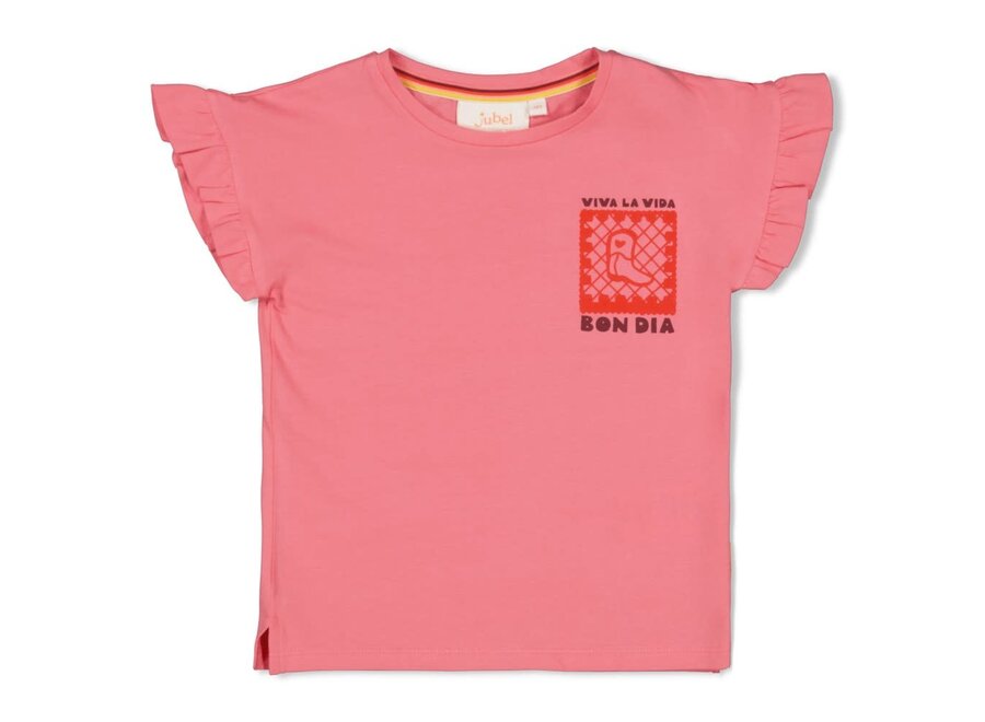 T-shirt met backprint - Salsa Sunset - Roze