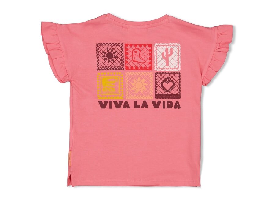 T-shirt met backprint - Salsa Sunset - Roze