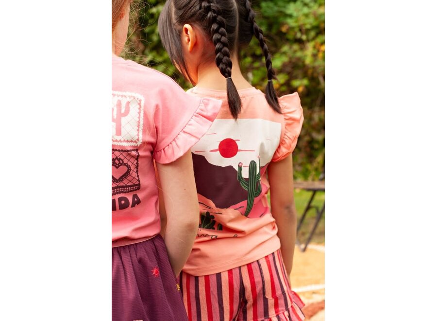 T-shirt met backprint - Salsa Sunset - Roze