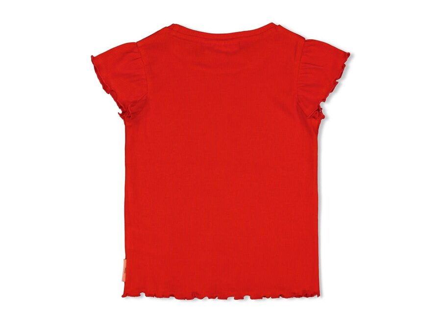 T-shirt rib - Salsa Sunset - Rood