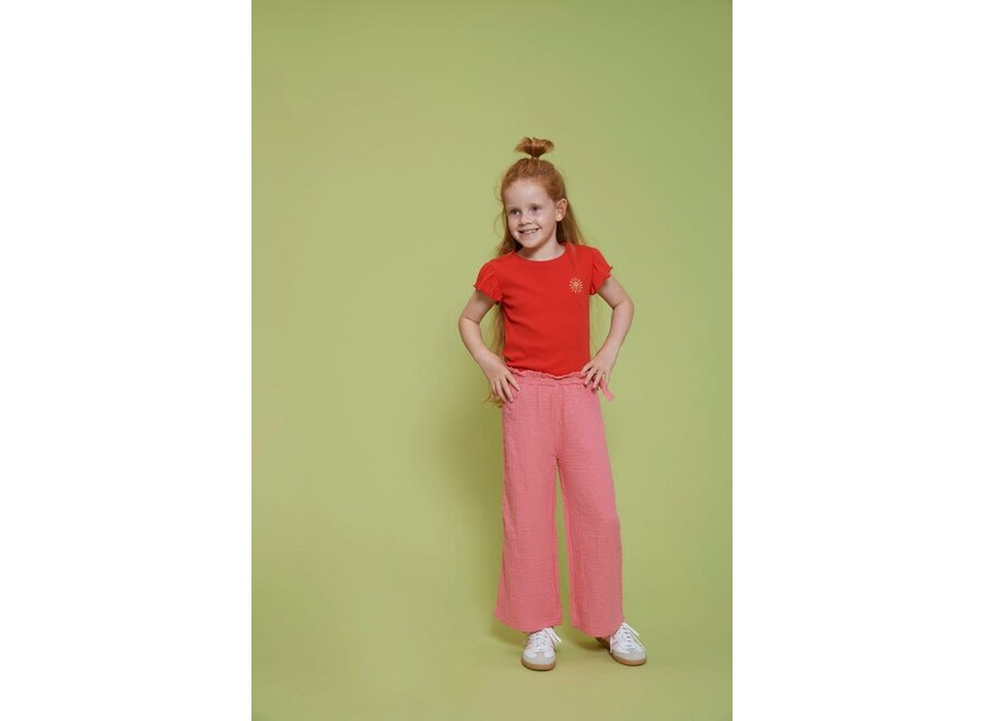 T-shirt rib - Salsa Sunset - Rood