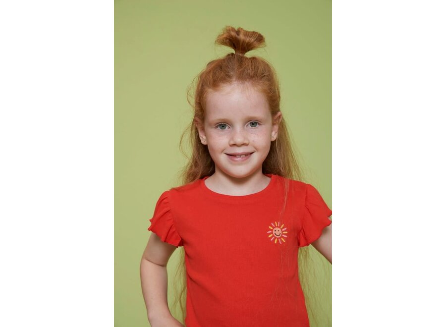 T-shirt rib - Salsa Sunset - Rood