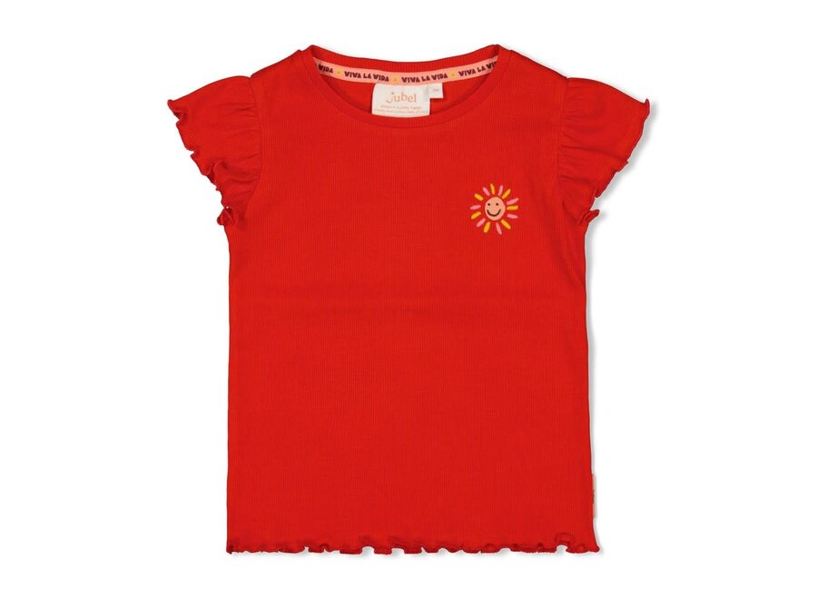 T-shirt rib - Salsa Sunset - Rood