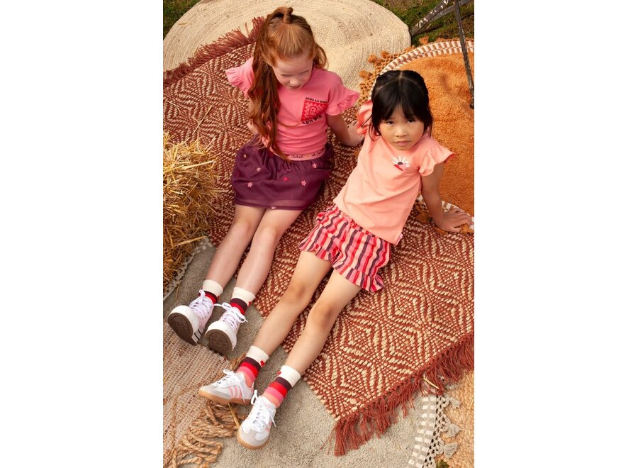 Short streep seersucker - Salsa Sunset - Zalm