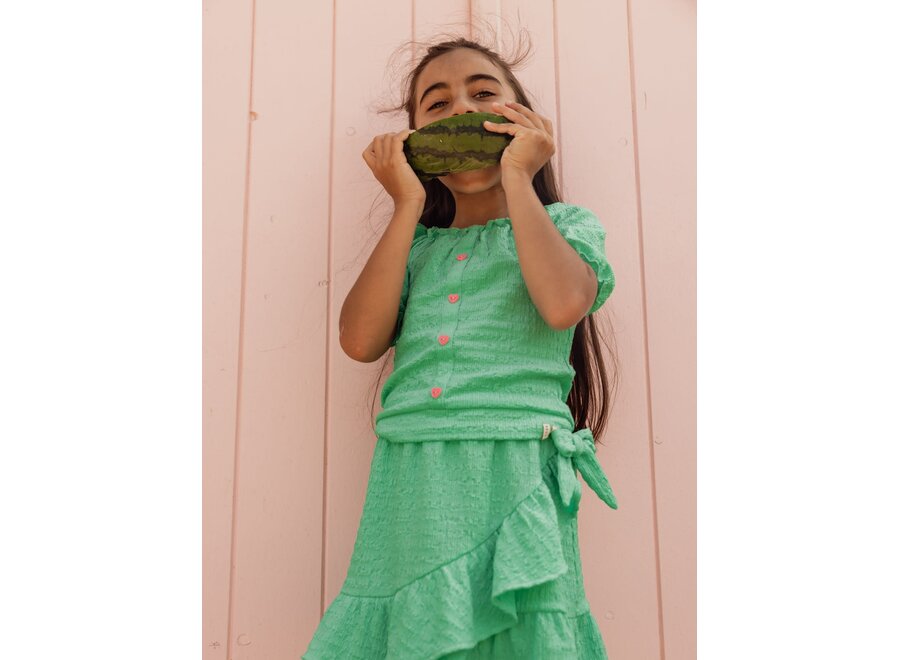 Little Crinckle Top SS bright green
