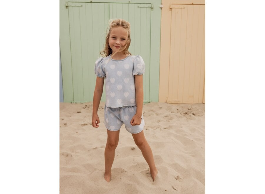 Little Heart Denim Top Heart denim