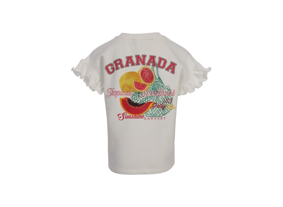 Little Sweater | Shirt w Ruffles - Soft white