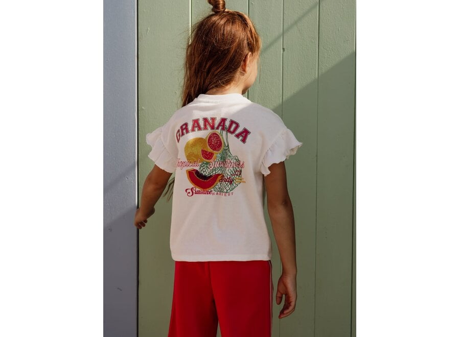 Little Sweater | Shirt w Ruffles - Soft white