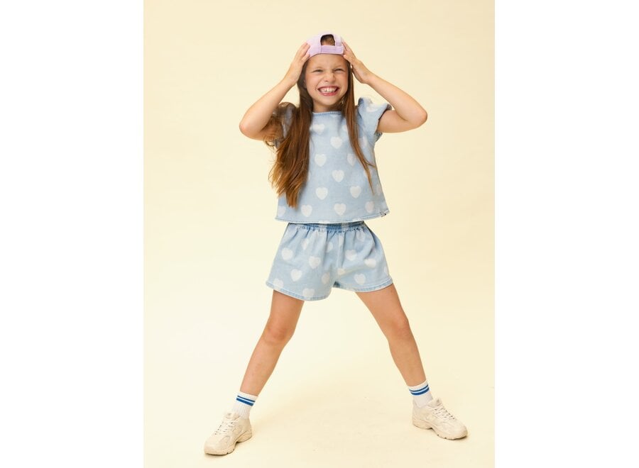 Little Denim Shorts - Heart denim