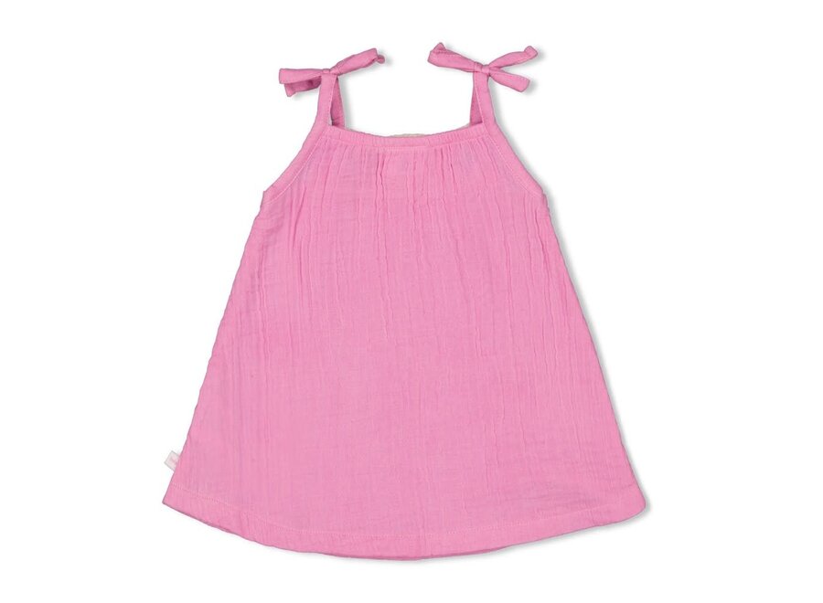 Jurk mousseline met crochetdetail- Summer Woven Fuchsia