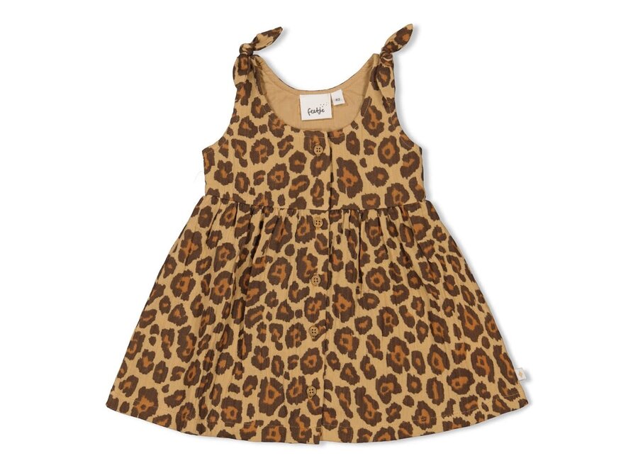 Jurk mousseline AOP - Summer Woven camel