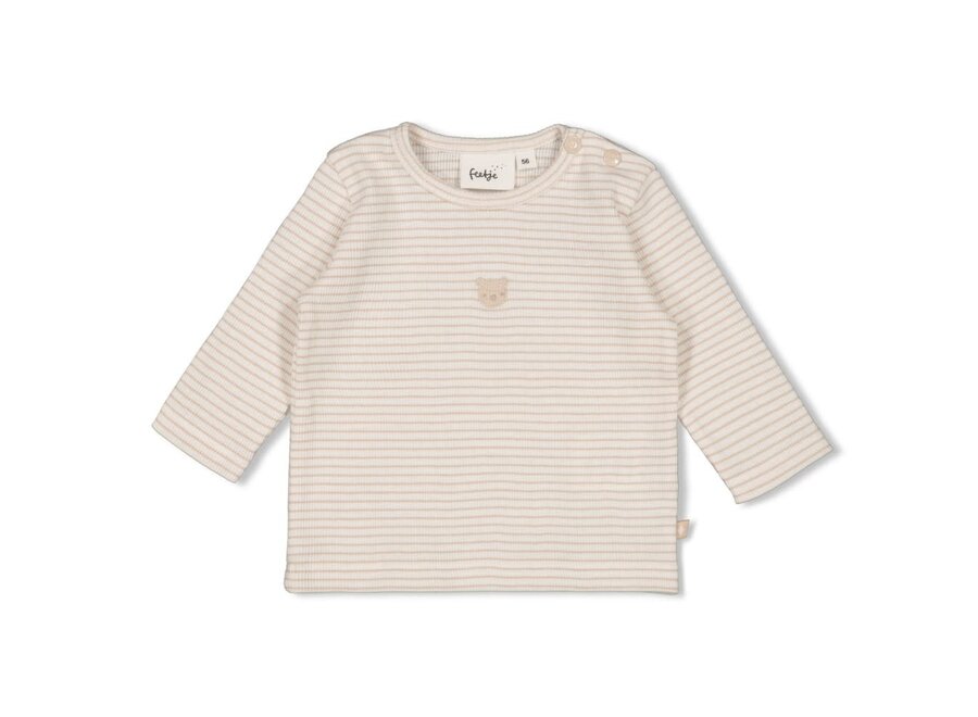 Longsleeve rib met streep - Honey Bear zand