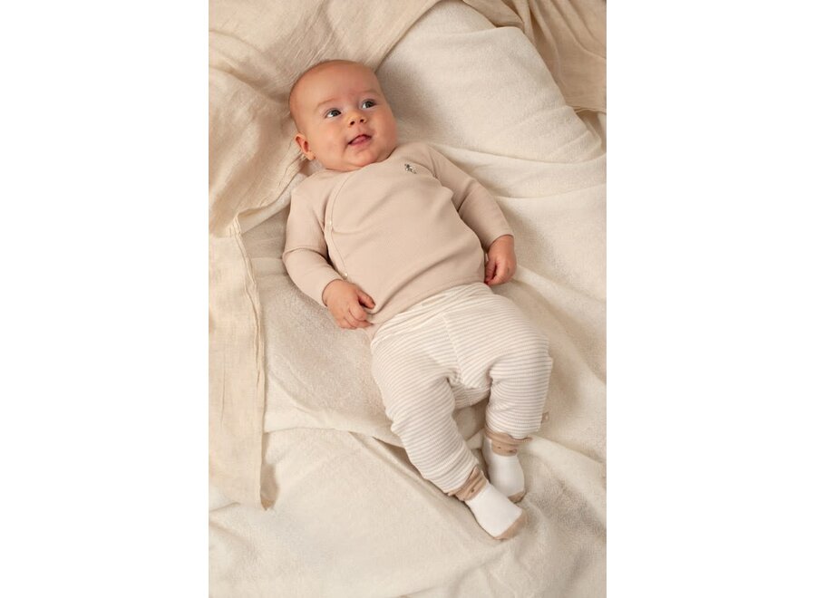 Broek rib met streep - Honey Bear zand