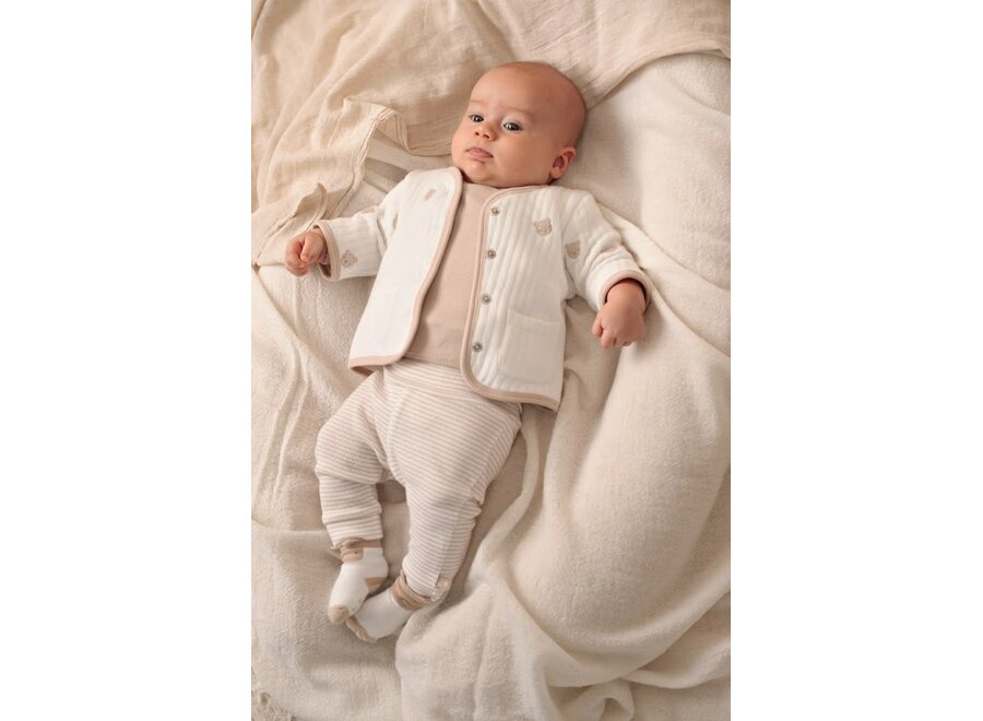 Broek rib met streep - Honey Bear zand