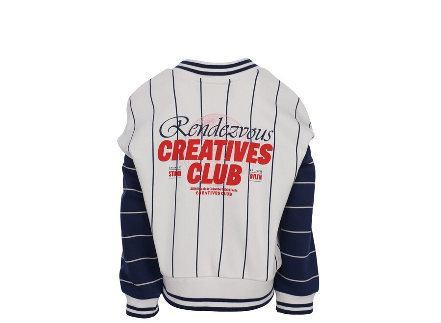 10sixteen Stripe V neck Sweater Indigo Blue