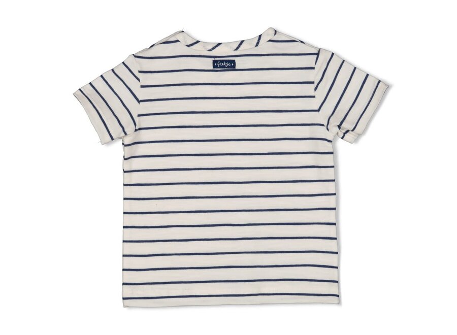 T-shirt streep - Seaside Happiness - Offwhite