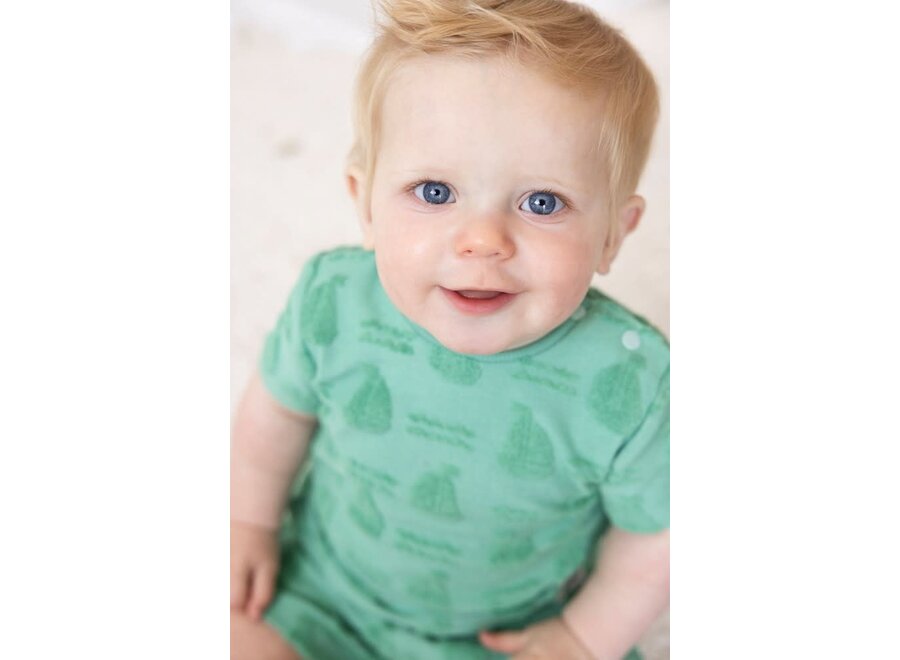 T-shirt AO badstof - Seaside Happiness - Groen