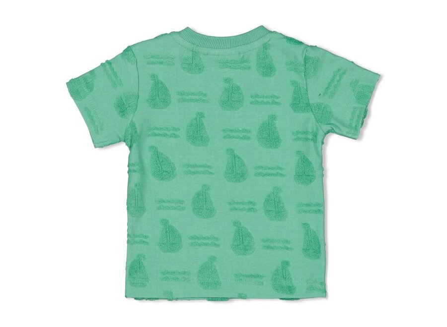 T-shirt AO badstof - Seaside Happiness - Groen