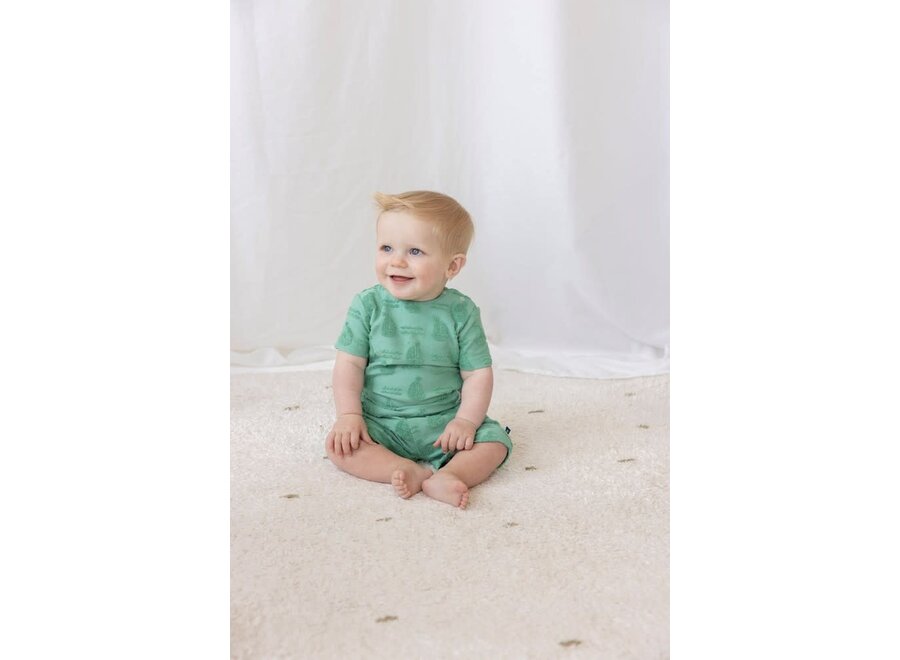 Short AO badstof - Seaside Happiness - Groen