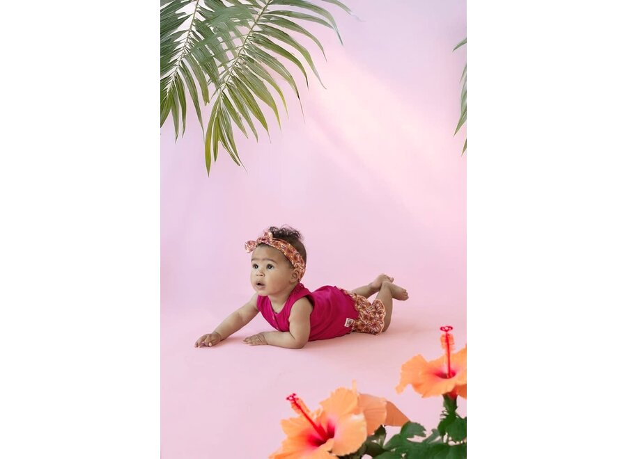 Singlet rib met crochet rugdetail - Love Peace Aloha - Fuchsia