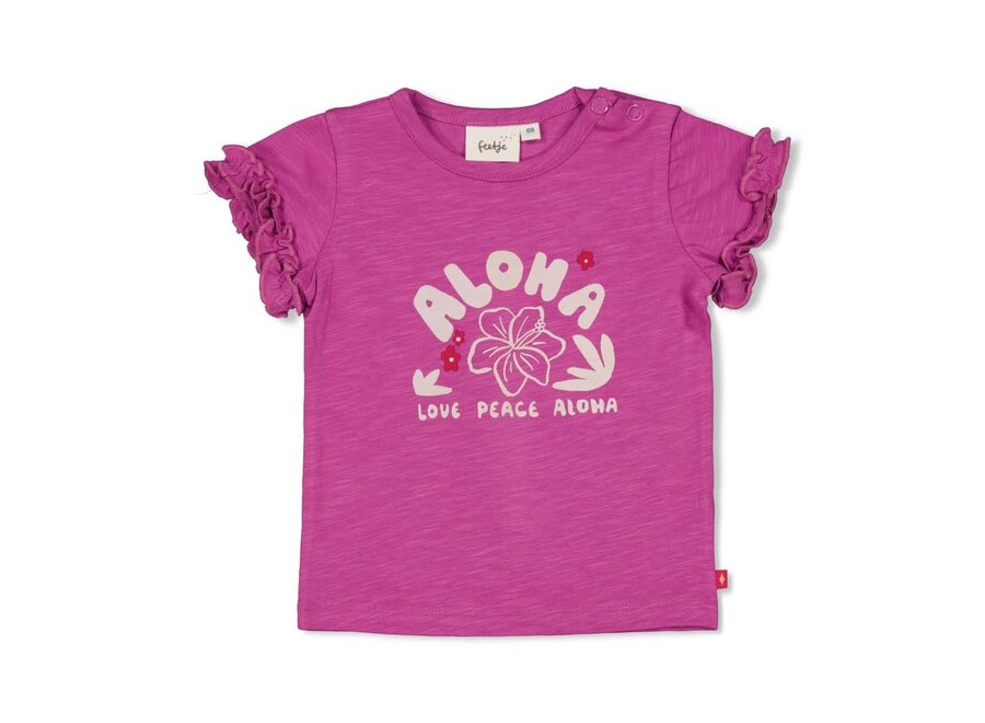 T-shirt - Love Peace Aloha - Paars