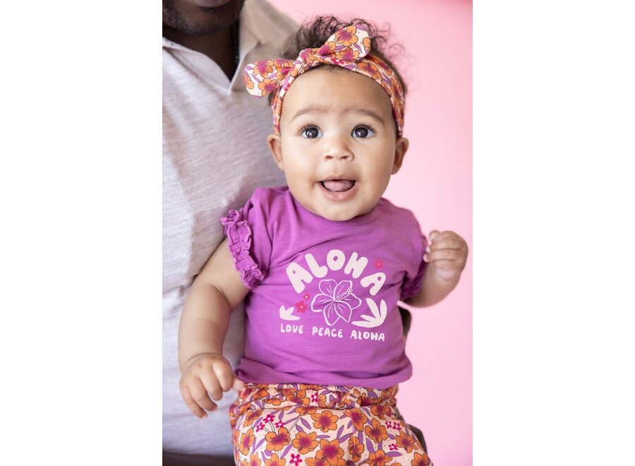 T-shirt - Love Peace Aloha - Paars