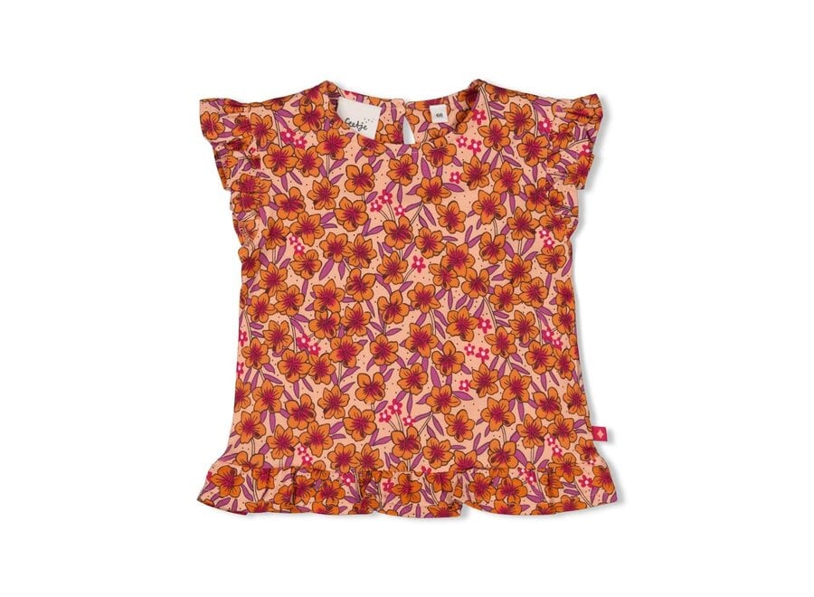 T-shirt AOP - Love Peace Aloha - Perzik