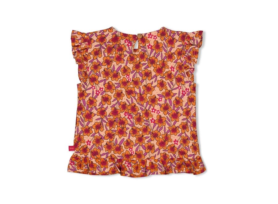 T-shirt AOP - Love Peace Aloha - Perzik