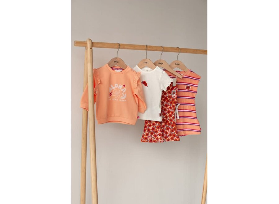 Flare broek AOP - Love Peace Aloha - Perzik