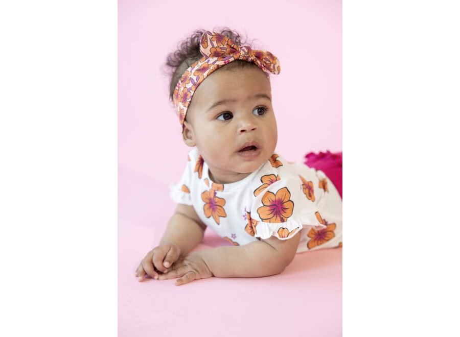 Flare broek rib - Love Peace Aloha - Fuchsia