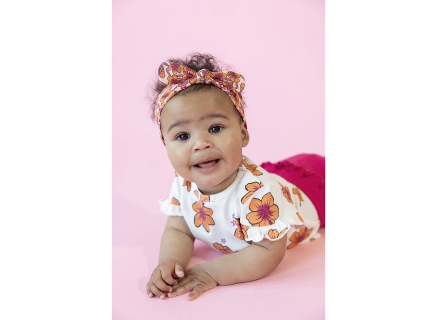 Flare broek rib - Love Peace Aloha - Fuchsia