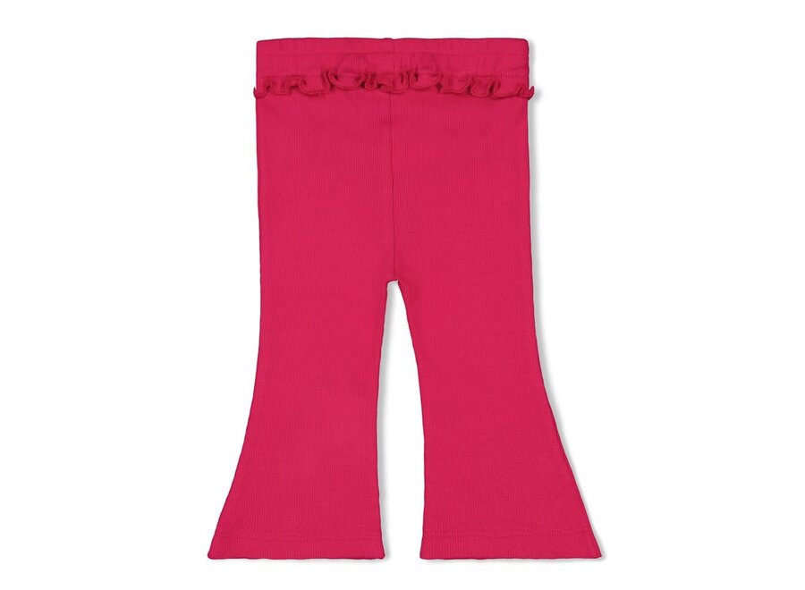 Flare broek rib - Love Peace Aloha - Fuchsia