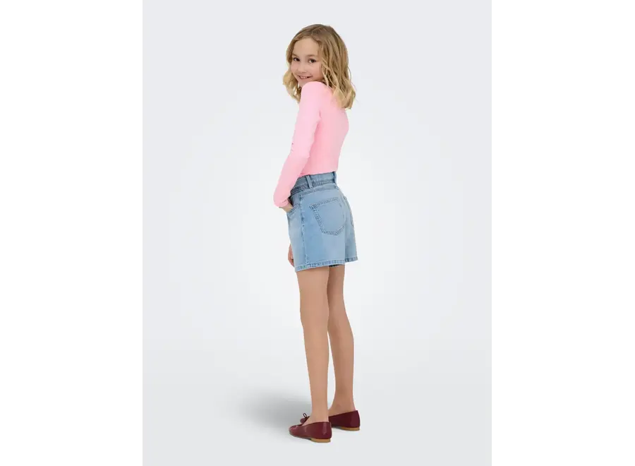 GIANNA HW BELT SHORTS Lightblue denim