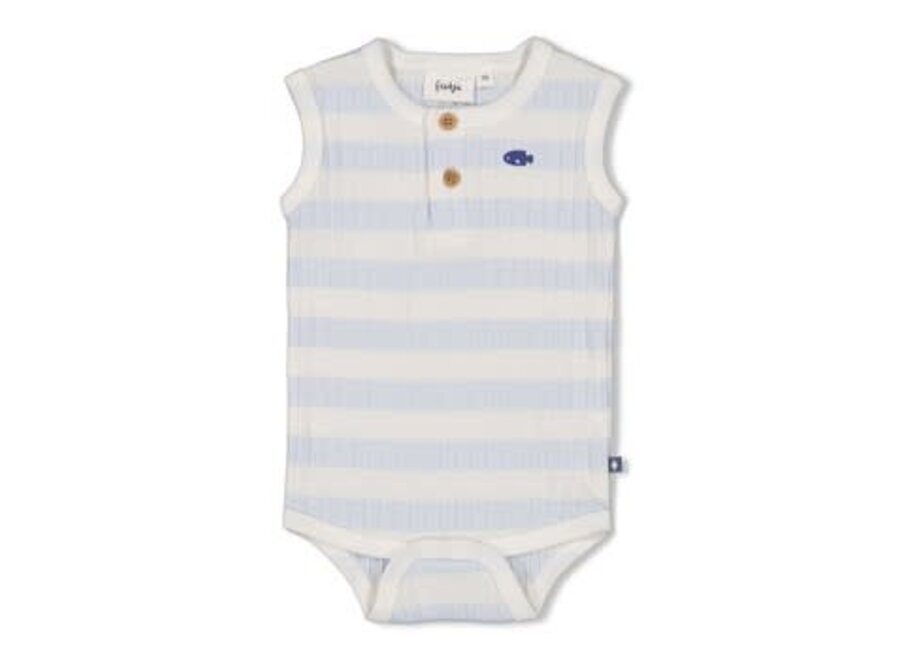 Romper rib met streep - Blue Ocean - Blauw