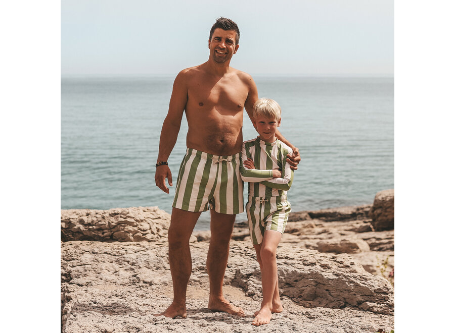 Wide Stripe | Swim Shorts - Iguana