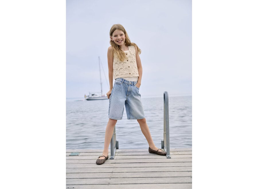 Shorts Wide Sonny Rhinestone - Medium blue denim