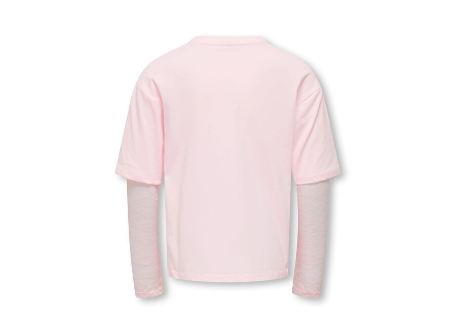 Longsleeve t-shirt Mena lace top Barely pink