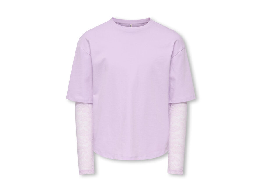 Longsleeve t-shirt Mena lace top - Orchid bloom