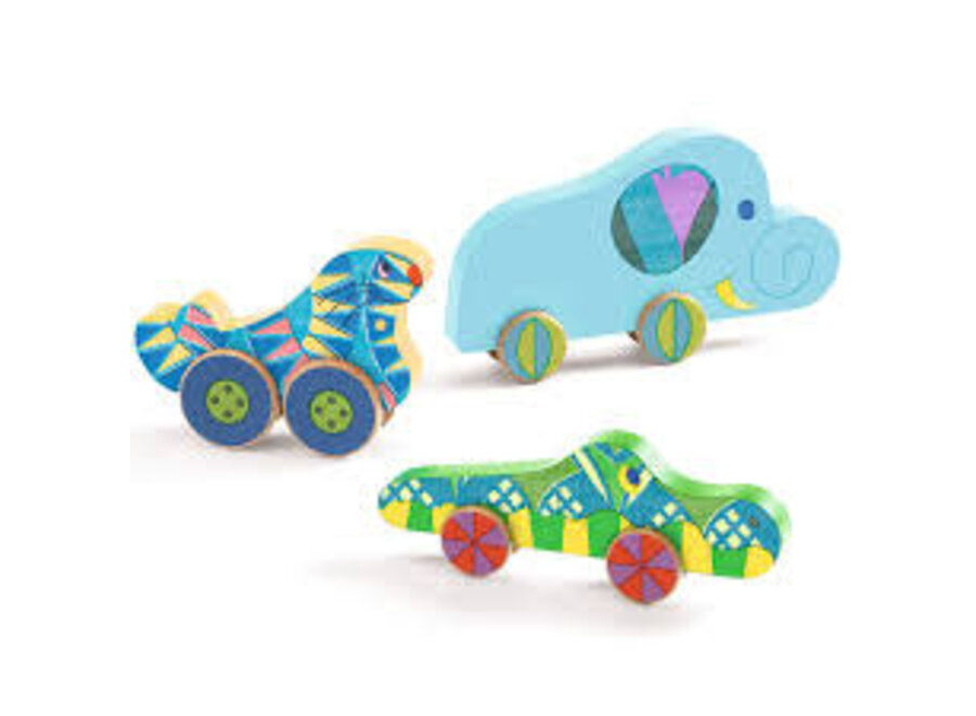 houten puzzel puzz & roll bariolo - 9st